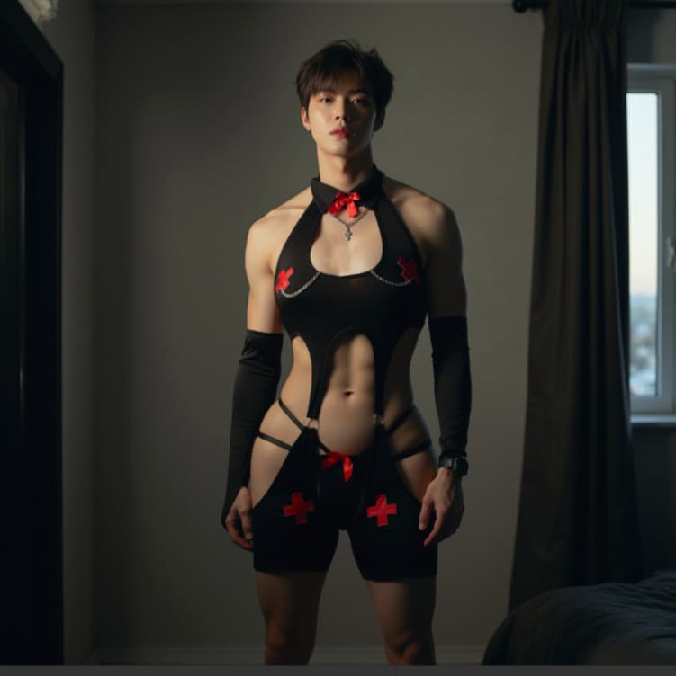 Tempting Cutout Bodysuit With Thong Arm Sleeves