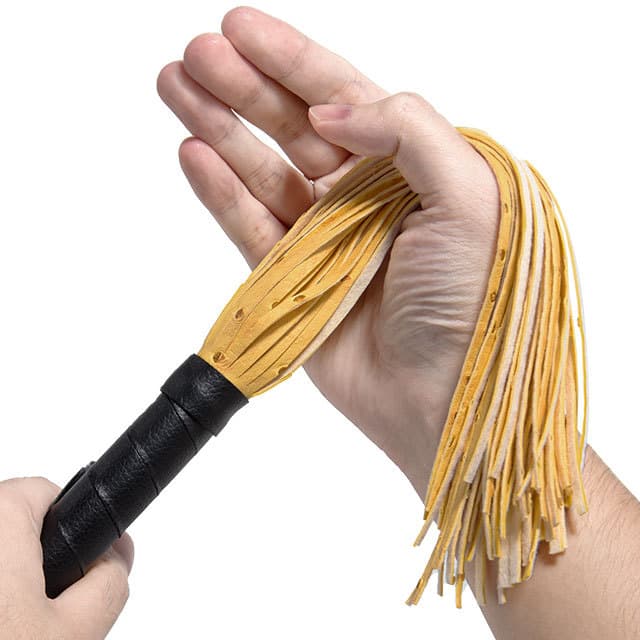 Yellow Pu Leather Tassels Flogger Horse Riding Whip