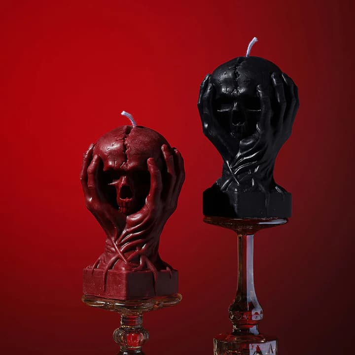 Holding A Skull Sensual Candle Gothic Low Temperature