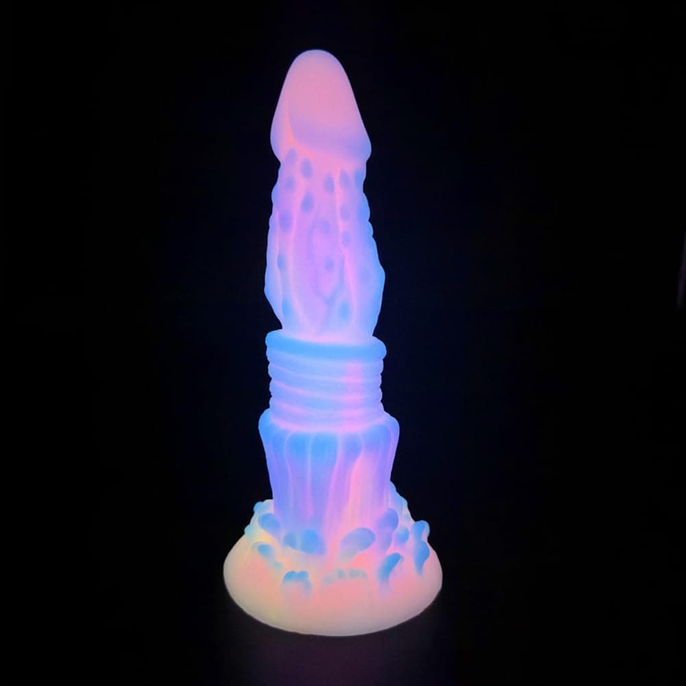 8 46thrusting Dildo With Multi Texture Design Glow In The Dark Effect