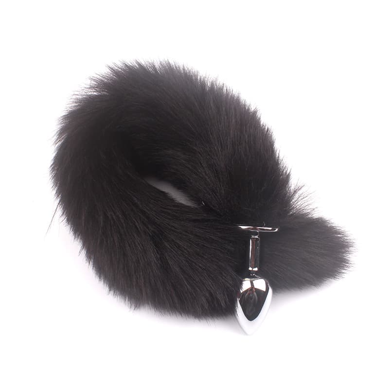 Black Fox Tail Butt Plug 18 1inch Tail