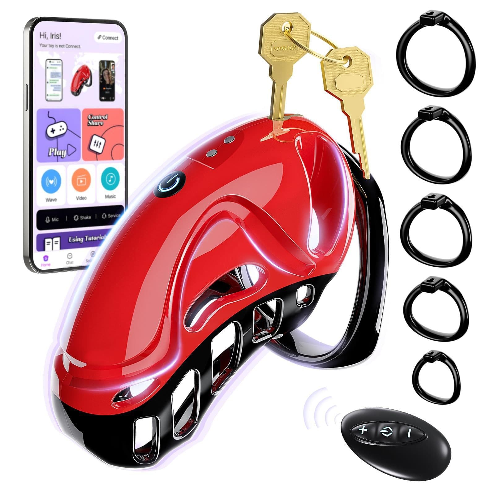 Chastity Sex Toys With 5sizes Rings 2keys 1lock