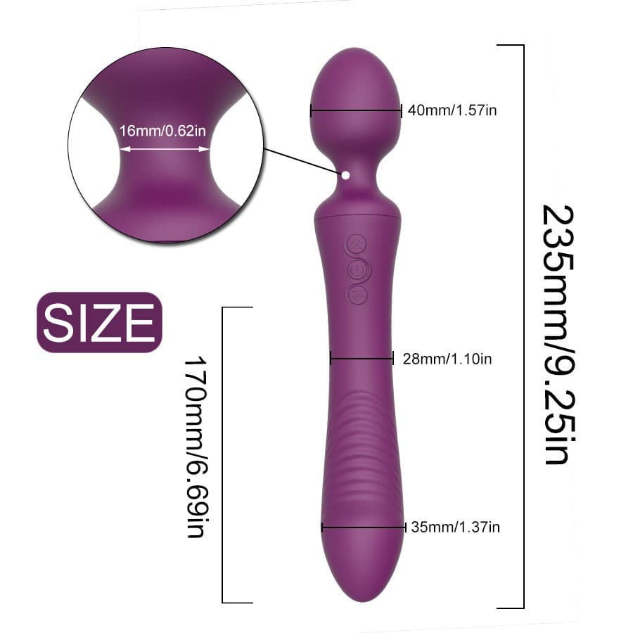 Dual Vibrator Powerful Magic Wand Clitoris Vagina Massager Anal Plug