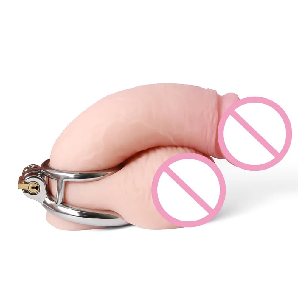 New Stainless Steel Round Chastity Lock Phallus Cage Cock Ring
