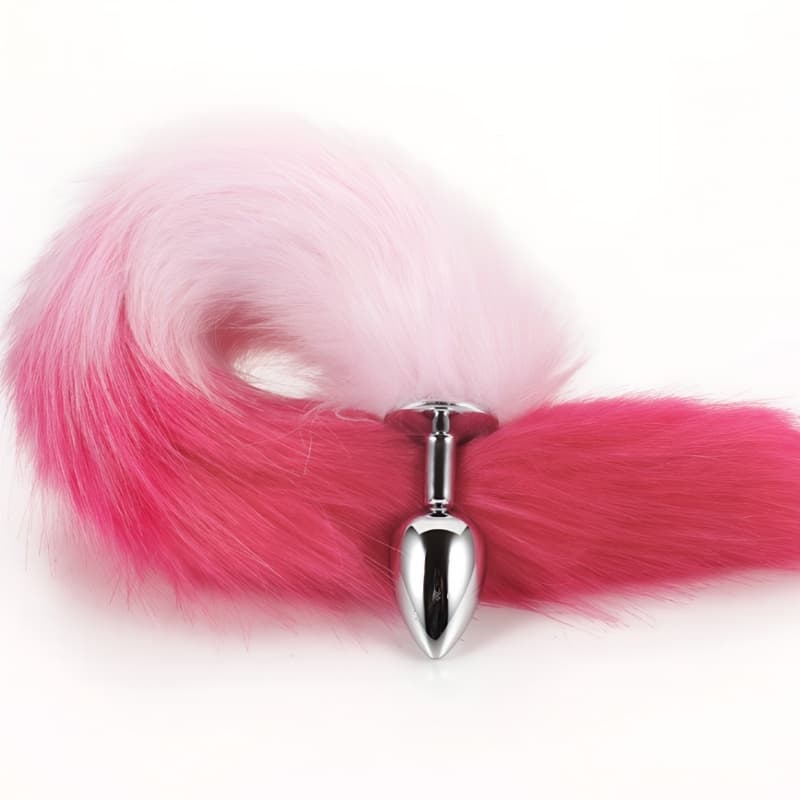 Pink Fox Tail Butt Plug 16inch Tail
